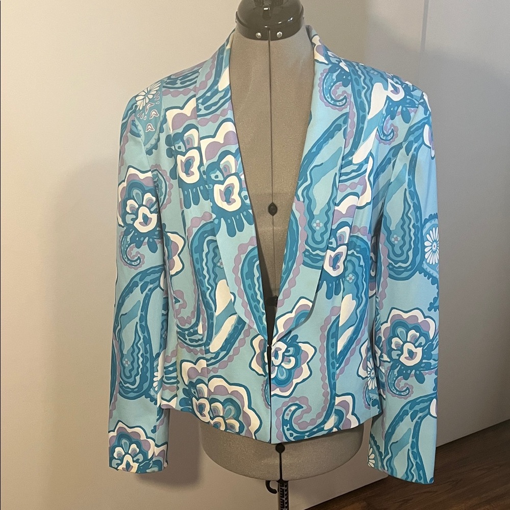 Elegant Floral Women's Blazer in Blue and Purple